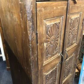 K78 2635 indian furntirue large carved door cabinet teak left close