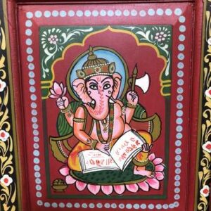 K78 2811 indian furniture large red painted cabinet hand close ganesh