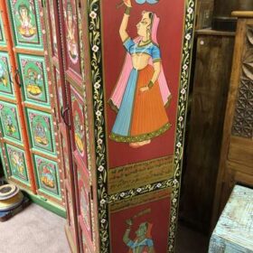 K78 2811 indian furniture large red painted cabinet hand right