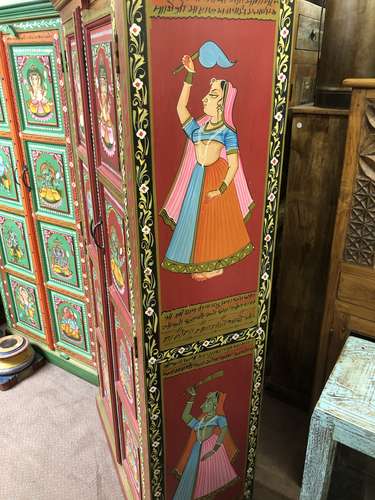 K78 2811 indian furniture large red painted cabinet hand right