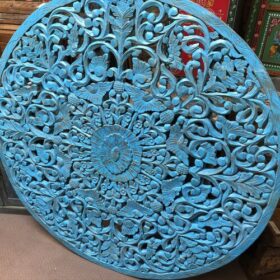 K78 VLG 103 indian furniture round blue wall panel right