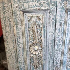 k78 2319 indian furniture plae blue midsized cabinet carved details