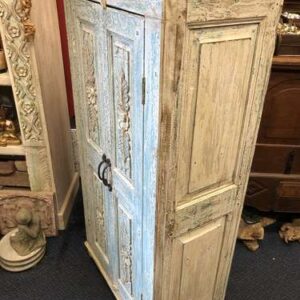 k78 2319 indian furniture plae blue midsized cabinet carved right