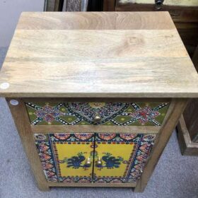 k78 2355 indian furniture hand painted bedside yellow top