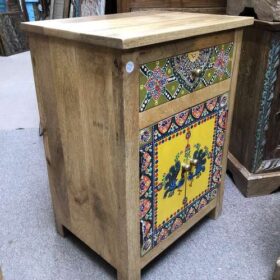 k78 2355 indian furniture hand painted bedside yellow left