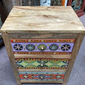 k78 2356 indian furniture hand painted drawers 3 colourful mango top