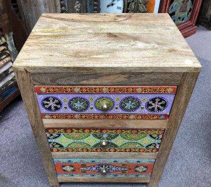 k78 2356 indian furniture hand painted drawers 3 colourful mango top