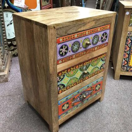 k78 2356 indian furniture hand painted drawers 3 colourful mango left