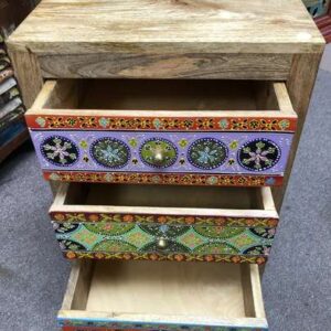 k78 2356 indian furniture hand painted drawers 3 colourful mango open