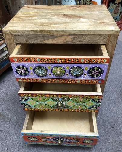 k78 2356 indian furniture hand painted drawers 3 colourful mango open