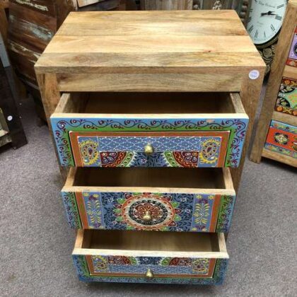 k78 2357 indian furniture blue painted drawers 3 hand open