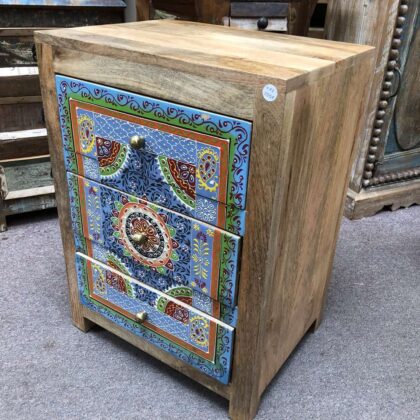 k78 2357 indian furniture blue painted drawers 3 hand main