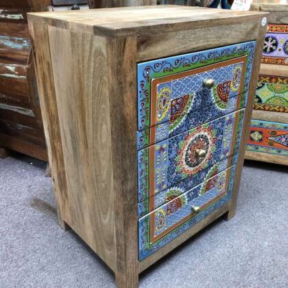 k78 2357 indian furniture blue painted drawers 3 hand left