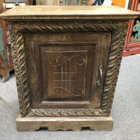 k78 2503 indian furniture carved door bedside cabinet table unit front