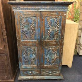 k78 2546 indian furniture blue sunburst cabinet vintage drawers main