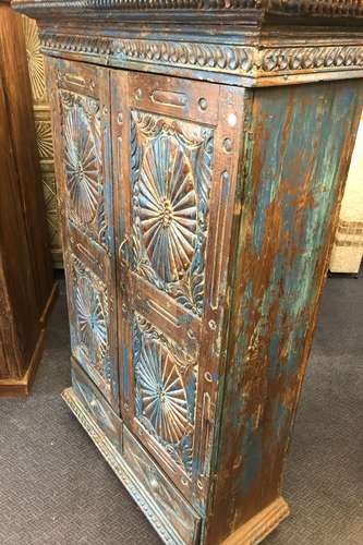 k78 2546 indian furniture blue sunburst cabinet vintage drawers right