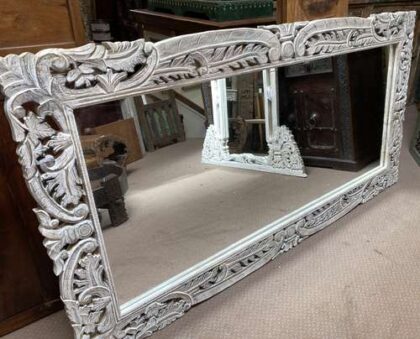 k78 2570 indian furniture large white carved mirror left