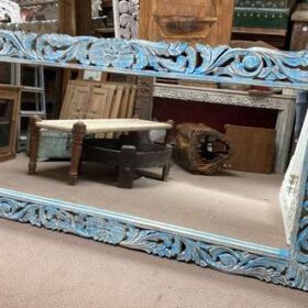 k78 2571 indian furniture large blue carved mirror right