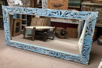 k78 2571 indian furniture large blue carved mirror right