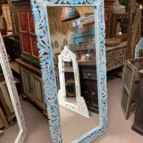 k78 2571 indian furniture large blue carved mirror left