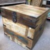 k78 2615 indian furniture reclaimed trunk with metal square cube main