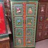 k78 2812 indian furniture large cabinet with figures hand painted green main