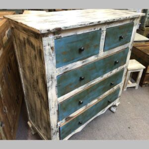 k78 2816 indian furniture shabby chest of drawers blue white main