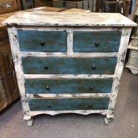 k78 2816 indian furniture shabby chest of drawers blue white front