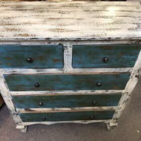 k78 2816 indian furniture shabby chest of drawers blue white top