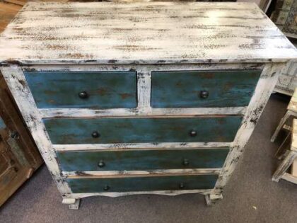 k78 2816 indian furniture shabby chest of drawers blue white top