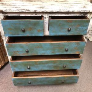 k78 2816 indian furniture shabby chest of drawers blue white open