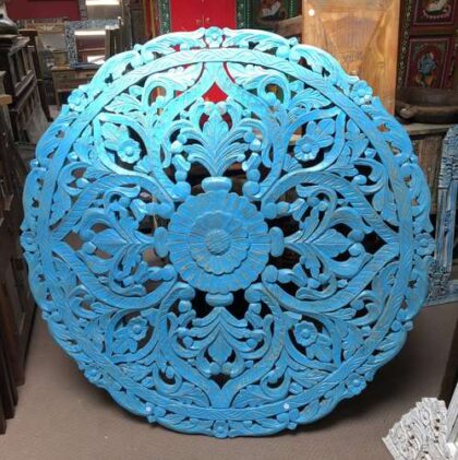 k78 vlg 105 indian circular blue wall panel carved front