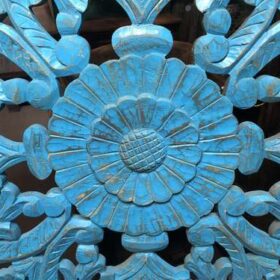 k78 vlg 105 indian circular blue wall panel carved central motif