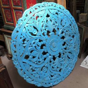 k78 vlg 105 indian circular blue wall panel carved central left