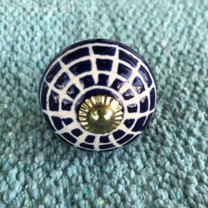 K78 2869 C indian ceramic knob drawer door patterned white blue web main