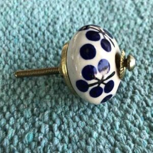 K78 2869 F indian ceramic knob drawer door dandelion blue white side