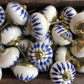 K78 2869 G k80 8161 indian ceramic knob drawer door stears blue white grouped
