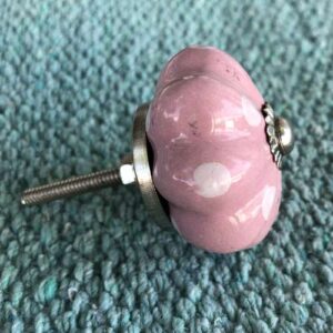 K78 2869 L indian ceramic knob drawer door pink white spots flower shape side