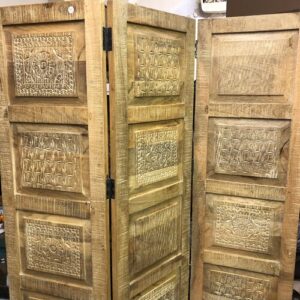 K79 2344 indian furniture carved panels screen triple mango close