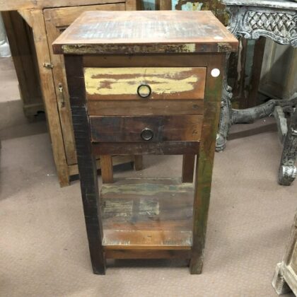 K79 2347 indian furniture reclaimed 2 drawer tables front