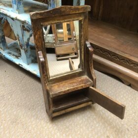 K79 2390 F indian furniture barber's storage mirror open