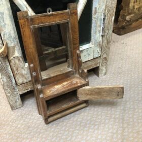 K79 2390 G indian furniture barber's storage mirror open