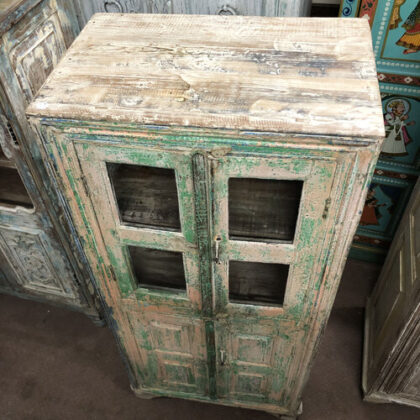 K79 2561 indian furniture slim blue green cabinet above