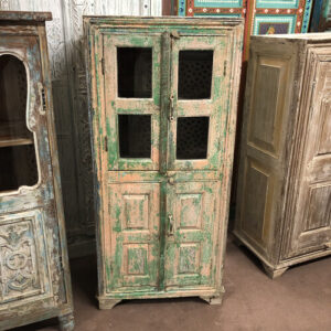 K79 2561 indian furniture slim blue green cabinet front