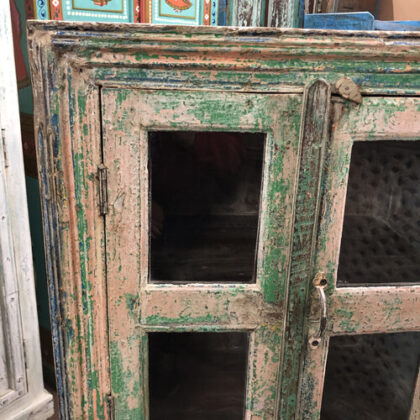 K79 2561 indian furniture slim blue green cabinet close