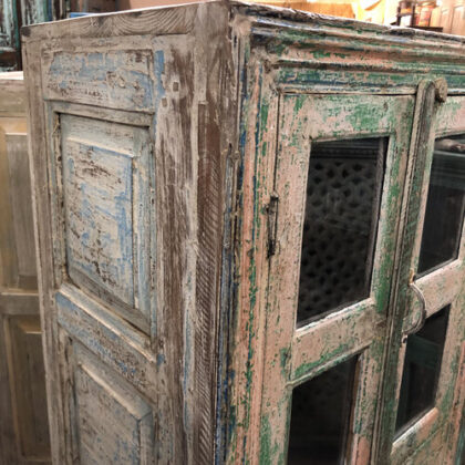 K79 2561 indian furniture slim blue green cabinet angle