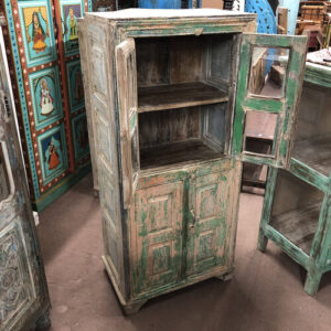 K79 2561 indian furniture slim blue green cabinet open top