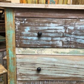 K79 2724 indian furniture pale chest of drawers large tall pastel left paintwork