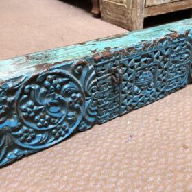 K79 2853 indian furniture chunky carved panels blue close left