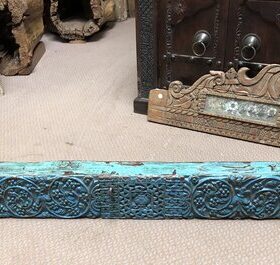 K79 2853 indian furniture chunky carved panels blue top